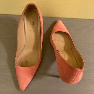 Vintage J Crew pink suede pointy toe heels, size 10